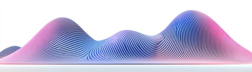 Poster - Abstract three dimensional landscape rendered with gradients and wavy lines