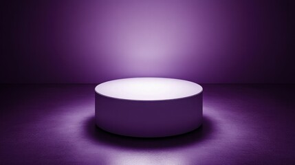 Poster - A simple stage with a cylindrical platform and purple lighting