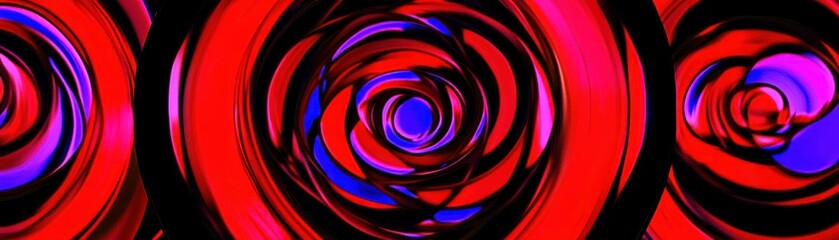 Aufkleber - Three swirling abstract geometric designs with vibrant colors and black outlines