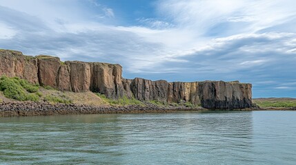 Aufkleber - A coastal landscape featuring cliffs and a body of water