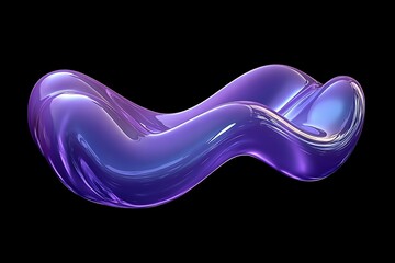 Poster - Abstract purple glossy wave form on black background.
