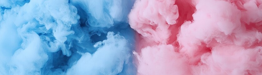 Fototapete - Blue and pink colorful smoke plumes forming abstract backgrounds