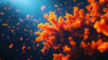 Aufkleber - Detailed view depicting illuminated coral and surrounding microscopic particles
