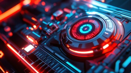Poster - Detailed image of a futuristic glowing computer circuit board