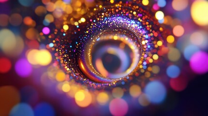 Poster - A colorful abstract vortex illuminated with glowing sparkling particles