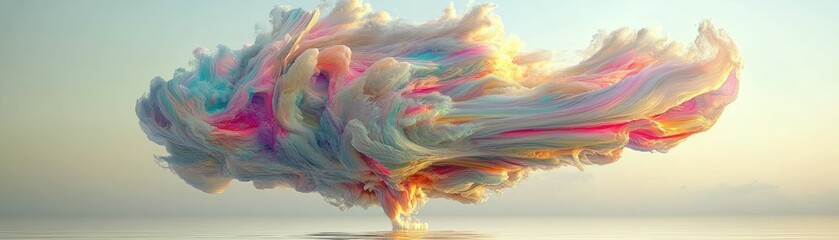 Poster - Colorful abstract cloud formation with vibrant hues floating peacefully on water