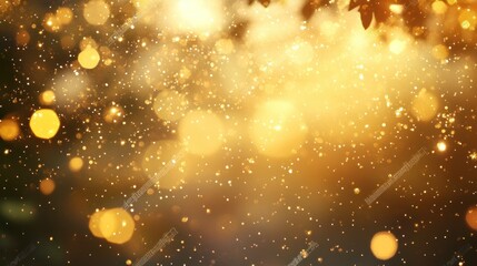 Poster - Golden lights and bokeh create a beautiful soft glowing background