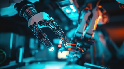 Poster - A Close Up View Of A Robotic Hand Design