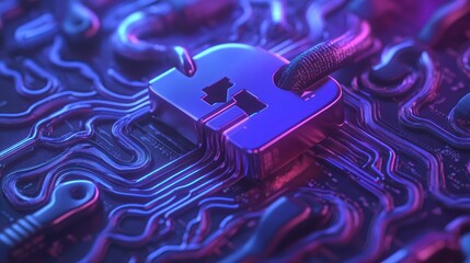 Poster - A close up view of a computer motherboard component