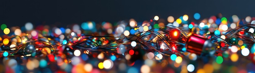 Poster - Festive glowing string lights create a holiday season atmosphere brightly