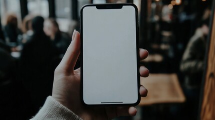Aufkleber - A person holding up a modern smartphone with a blank screen