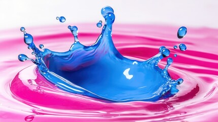 Poster - Blue colored liquid crown splash creating a vibrant and artistic display