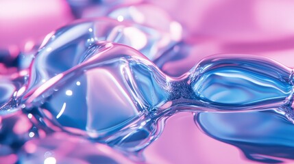 Poster - Reflective and fluid abstract art with flowing shapes and vibrant hues