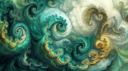 Poster - Abstract swirling patterns resembling fluid elements in various colors