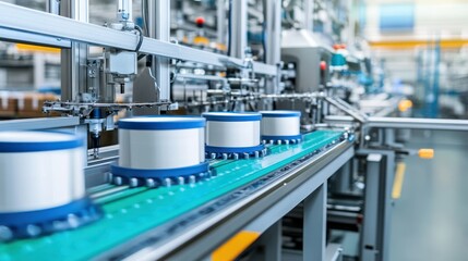 Poster - Automation system showing product manufacturing on an assembly line