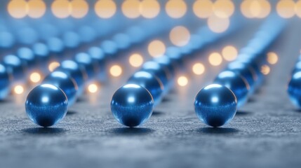 Poster - Shiny blue spheres are arranged with glowing orbs above them