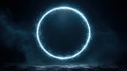 Poster - A luminous glowing circle illuminates the dark and textured surface