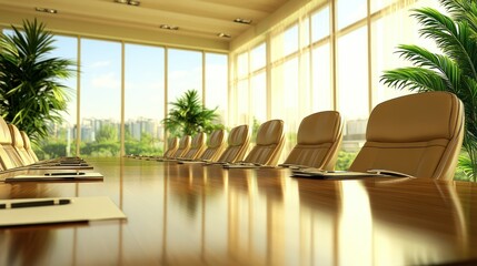 Aufkleber - A modern conference room showcases a long table and seating
