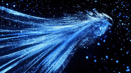 Poster - A flowing stream of blue light shaped like a creature
