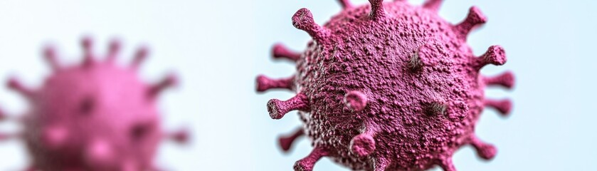 Poster - Detailed closeup of a purple virus particle floating in space