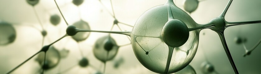 Aufkleber - Abstract green molecular structure representing scientific research and concepts