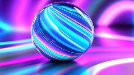 Poster - A glowing glass sphere is set against vibrant colored lighting