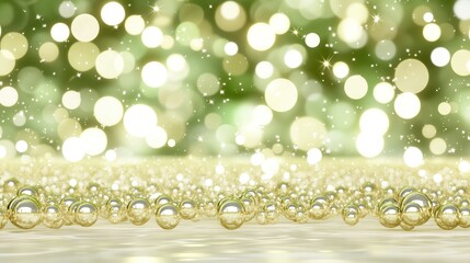 Poster - Golden sphere ornaments and sparkling lights create a festive background