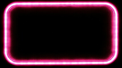 Poster - A bright pink neon rectangle with rounded corners displayed on black