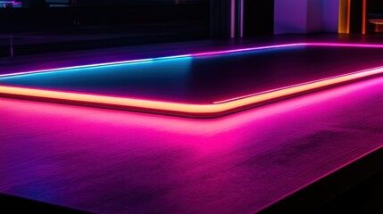 Poster - Illuminated surface with vibrant neon colored lighting effects prominently displayed