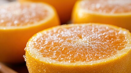 Poster - Bright citrus fruit slices are arranged in close up shot