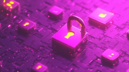 Poster - A digitally created image of a locked and secure network