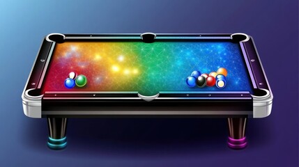 Poster - A colorful illustration depicting a modern stylized billiard table