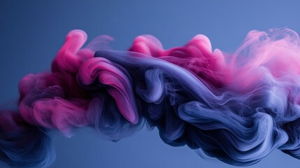 Poster - Abstract swirling shapes of pink and purple against a blue background