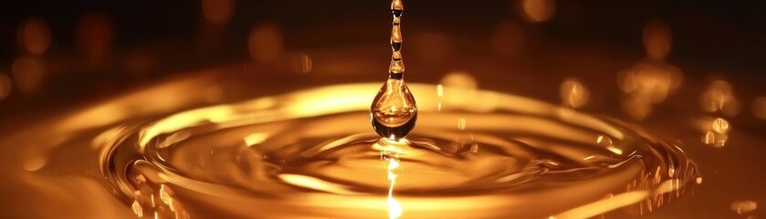 Poster - A single droplet of liquid creating ripples and reflections