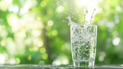 Poster - A glass of water showing a dynamic splash effect