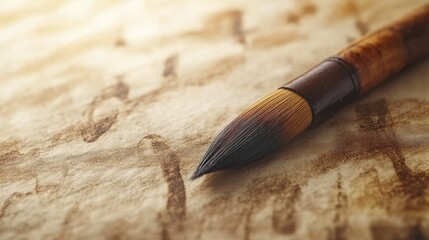 Aufkleber - A close up image of an artistic paint brush on paper