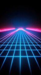 Poster - A vibrant retro inspired grid illuminated with bright colorful lights