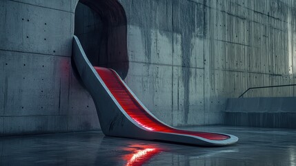 Poster - A modern architectural design with a red illuminated slide
