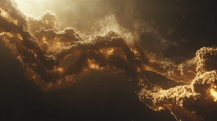 Poster - Abstract golden structures and clouds illuminated by bright sunlight create ambience