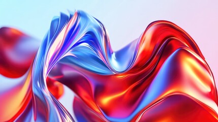 Poster - Vibrant abstract flowing forms with glossy surfaces and gradient colors