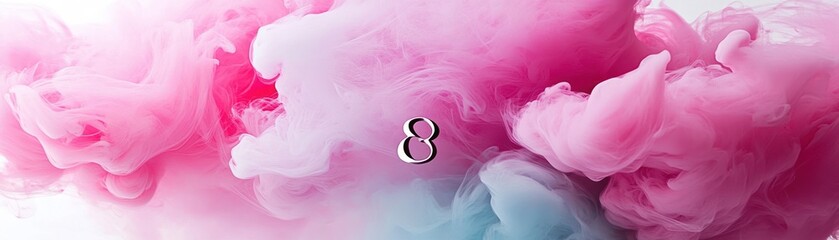 Poster - Vibrant clouds of pink and blue with a silver number eight