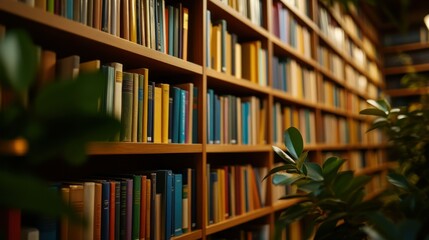 Poster - A vast library filled with books on wooden shelves indoors