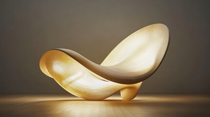 Poster - A modern and artistic wooden chair resting on a wooden floor