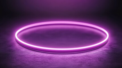 Poster - A Glowing Neon Circle Floating Above a Textured Dark Surface