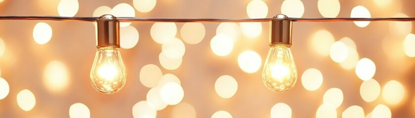 Poster - Two glowing decorative light bulbs against a blurred background