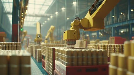 Poster - Robotic arms efficiently handling goods in an automated manufacturing facility