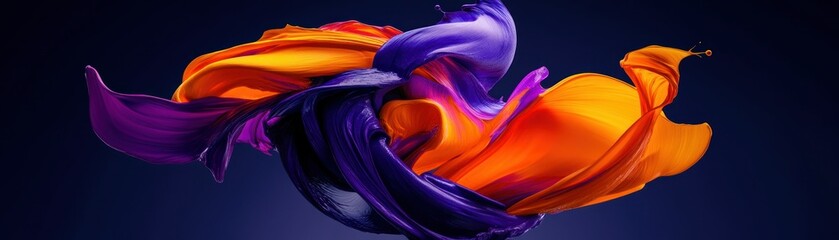 Poster - Flowing fabric with vibrant colors against a dark background