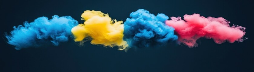 Poster - Colorful wisps of vibrant smoke floating against a dark background