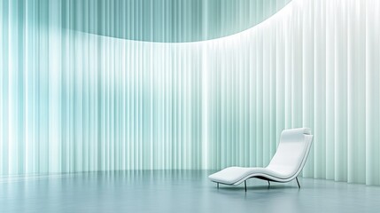 Poster - A modern room features a chaise lounge chair and light patterns