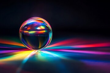 Aufkleber - Colorful light rays illuminate a glass sphere.